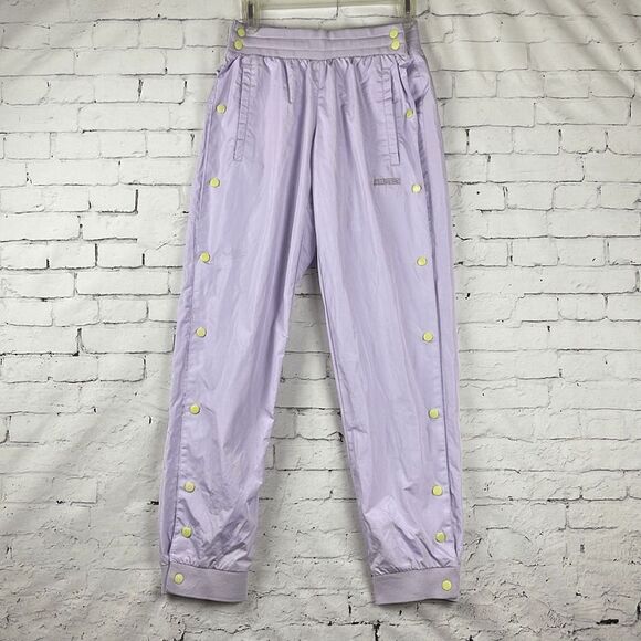 Starter Pants Womens XS Jogger Black Label Mesh Lined Snap Button Side Lavender - Picture 1 of 12